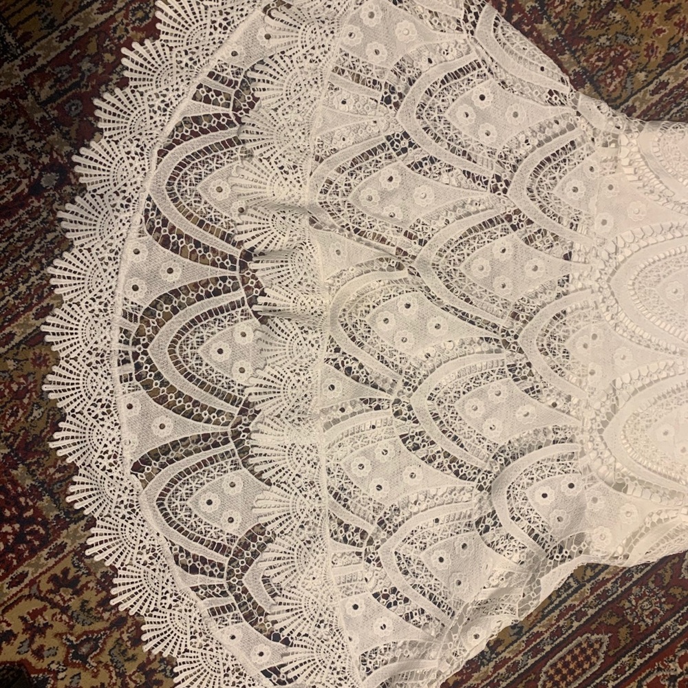 White Lace Eyelet Midi Dress - Lulus - Picture 4 of 9